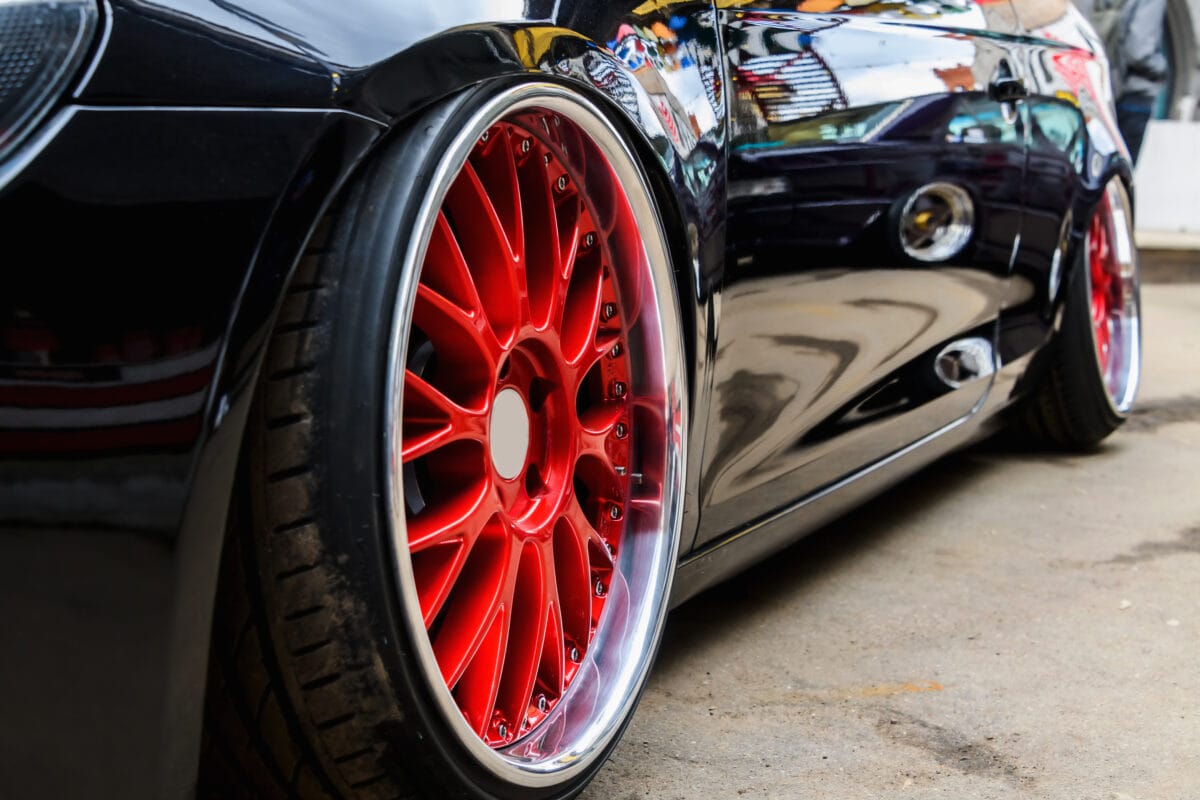 custom wheels, red wheels, lowered car, sports car, Custom Wheels